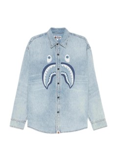 bape camiseria hombre shark light denim ls shirt m - 001shm301304m light indigo