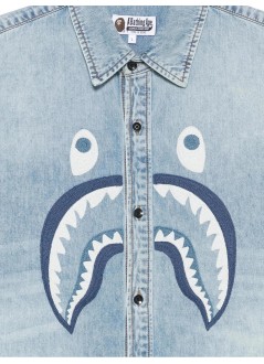 bape camiseria hombre shark light denim ls shirt m - 001shm301304m light indigo