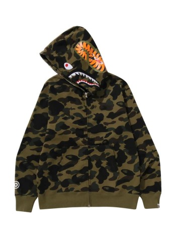 bape sweater man1st camo shark full zip hoodie m - 001zpm301007m green