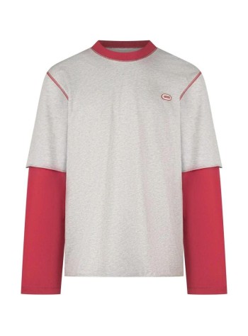 ami camiseta hombre double sleeves tshirt with ami bouclette oval patch - hts415je0243 a266