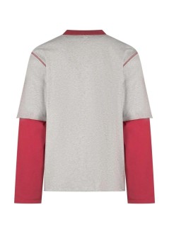 ami t-shirt mandouble sleeves tshirt with ami bouclette oval patch - hts415je0243 a266