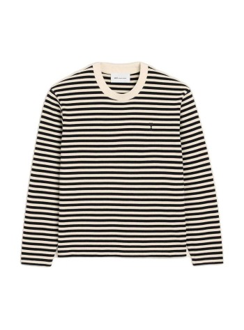 ami camiseta hombre long sleeves striped tshirt with black ami de coeur embroid - uts414je0241 044