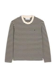 ami t-shirt manlong sleeves striped tshirt with black ami de coeur embroid - uts414je0241 044