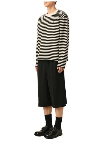 ami camiseta hombre long sleeves striped tshirt with black ami de coeur embroid - uts414je0241 044 2