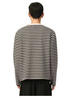 ami t-shirt manlong sleeves striped tshirt with black ami de coeur embroid - uts414je0241 044
