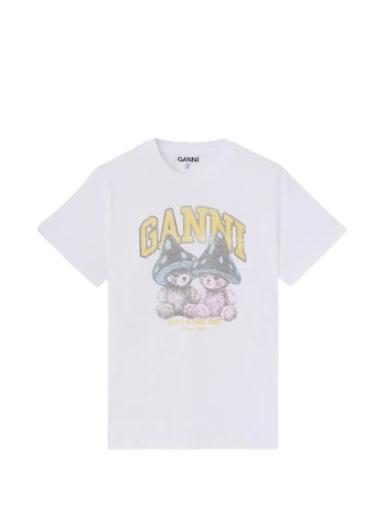 ganni top womanbasic cotton relaxed t-shirt teddy mushrooms - a1050311 151
