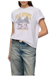 ganni top mujer basic cotton relaxed t-shirt teddy mushrooms - a1050311 151
