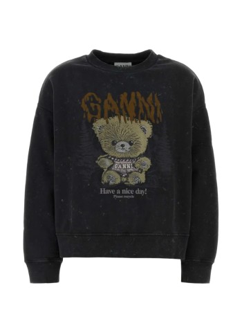 ganni sweater womanisoli crewneck teddy forest vintage wash - a1060093 252