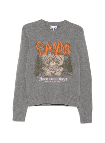 ganni sweater womangraphic wool sweater teddy - a1150052 920