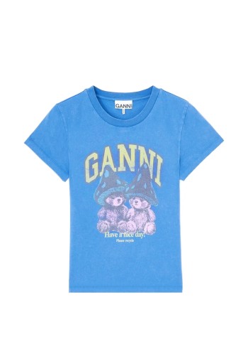 ganni top womanfuture heavy jersey baby fit teddy mushroom - a1050308 799