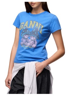 ganni top womanfuture heavy jersey baby fit teddy mushroom - a1050308 799