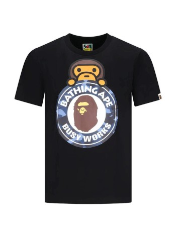 bape camiseta hombre color camo milo on busy works tee m - 002tem301007m black x navy