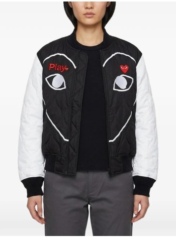 comme des garçons play outerwear hombre black emblem black heart - axj001051 black white 2