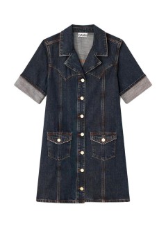 ganni vestido mujer slub mix denim mini dress - a1030720 569