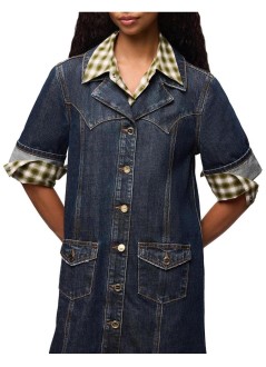 ganni vestido mujer slub mix denim mini dress - a1030720 569