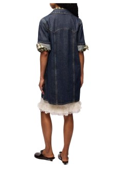 ganni vestido mujer slub mix denim mini dress - a1030720 569