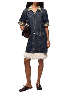 ganni vestido mujer slub mix denim mini dress - a1030720 569