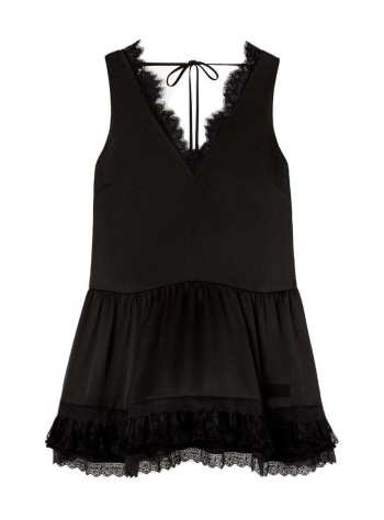 ganni vestido mujer fluid satin v-neck lace mini dress - a1030686 099