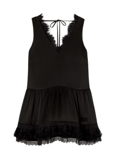 ganni vestido mujer fluid satin v-neck lace mini dress - a1030686 099