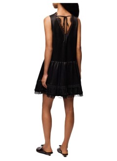 ganni vestido mujer fluid satin v-neck lace mini dress - a1030686 099