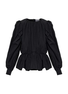 ganni blusa mujer compact poplin gathered peplum blouse - a1040500 099