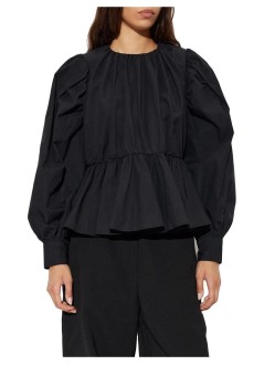 ganni blusa mujer compact poplin gathered peplum blouse - a1040500 099