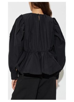 ganni blusa mujer compact poplin gathered peplum blouse - a1040500 099