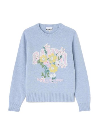 ganni sudadera mujer graphic wool sweater flowers - a1150059 zxf
