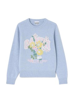 ganni sudadera mujer graphic wool sweater flowers - a1150059 zxf