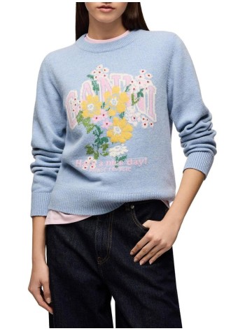 ganni sudadera mujer graphic wool sweater flowers - a1150059 zxf 2