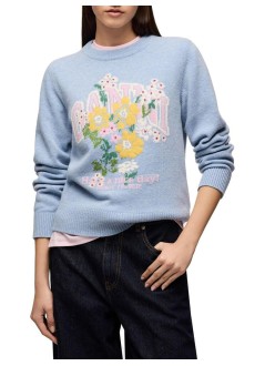 ganni sudadera mujer graphic wool sweater flowers - a1150059 zxf