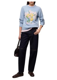 ganni sudadera mujer graphic wool sweater flowers - a1150059 zxf