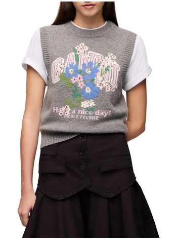 ganni chaleco mujer graphic wool vest flowers - a1180017 920 2
