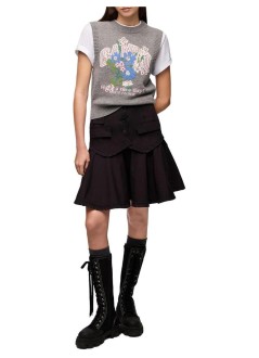 ganni chaleco mujer graphic wool vest flowers - a1180017 920
