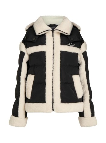 karl lagerfeld outerwear mujer shearling contrast puffer - b4w15004 999