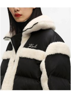 karl lagerfeld outerwear mujer shearling contrast puffer - b4w15004 999