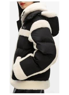 karl lagerfeld outerwear mujer shearling contrast puffer - b4w15004 999