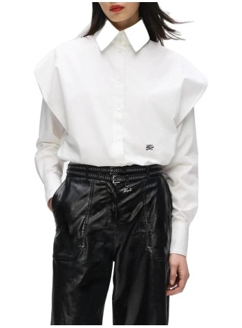 karl lagerfeld blusa mujer shoulder detail poplin shirt - b4w11009 100 2