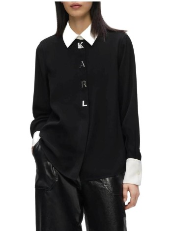karl lagerfeld blusa mujer contrast collar shirt - b4w11010 998 2