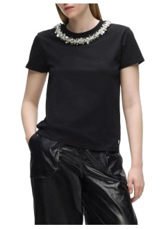 karl lagerfeld top mujer embellished detail tshirt - b4w17037 999