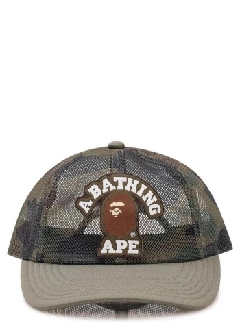 bape gorras hombre 1st camo college embrodery patched mesh cap m - 001cpm301010m green