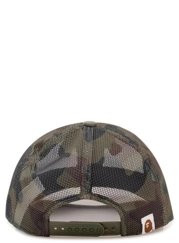 bape gorras hombre 1st camo college embrodery patched mesh cap m - 001cpm301010m green 2