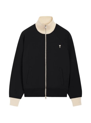 ami sudadera hombre quota - bicolor zipped sweatshirt with off white ami de coe - usw796je0245 044