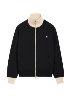 ami sudadera hombre quota - bicolor zipped sweatshirt with off white ami de coe - usw796je0245 044