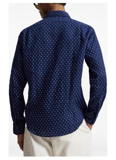 polo ralph lauren shirt manlong sleeve custom fit aop shirt - 710b22590001 7265 newport geo