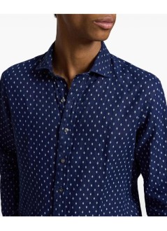 polo ralph lauren shirt manlong sleeve custom fit aop shirt - 710b22590001 7265 newport geo