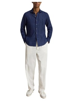 polo ralph lauren shirt manlong sleeve custom fit aop shirt - 710b22590001 7265 newport geo