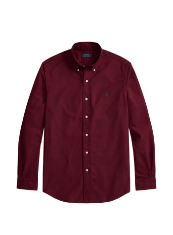 polo ralph lauren camiseria hombre cubdppcs-long sleeve-sport shirt - 710805564526 classic wine c5200
