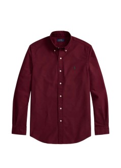 polo ralph lauren camiseria hombre cubdppcs-long sleeve-sport shirt - 710805564526 classic wine c5200