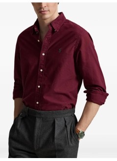 polo ralph lauren camiseria hombre cubdppcs-long sleeve-sport shirt - 710805564526 classic wine c5200
